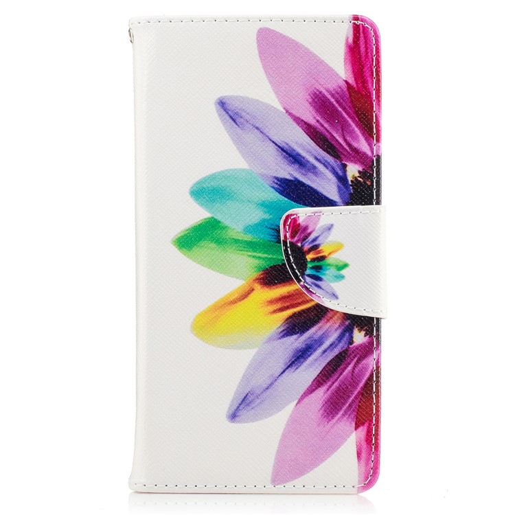 Patterned Leather Wallet Case Accessory for Sony Xperia XA1 - Colorful Sunflower-2