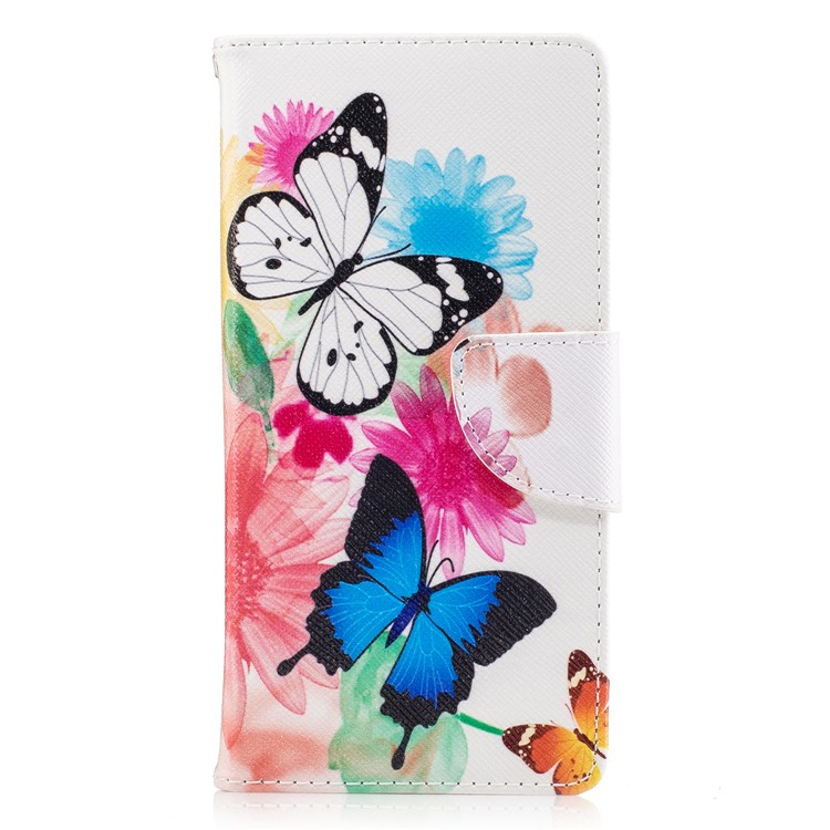 Printing Pattern Leather Wallet Mobile Case for Sony Xperia XA1 - Colorized Flowers and Butterflies-2