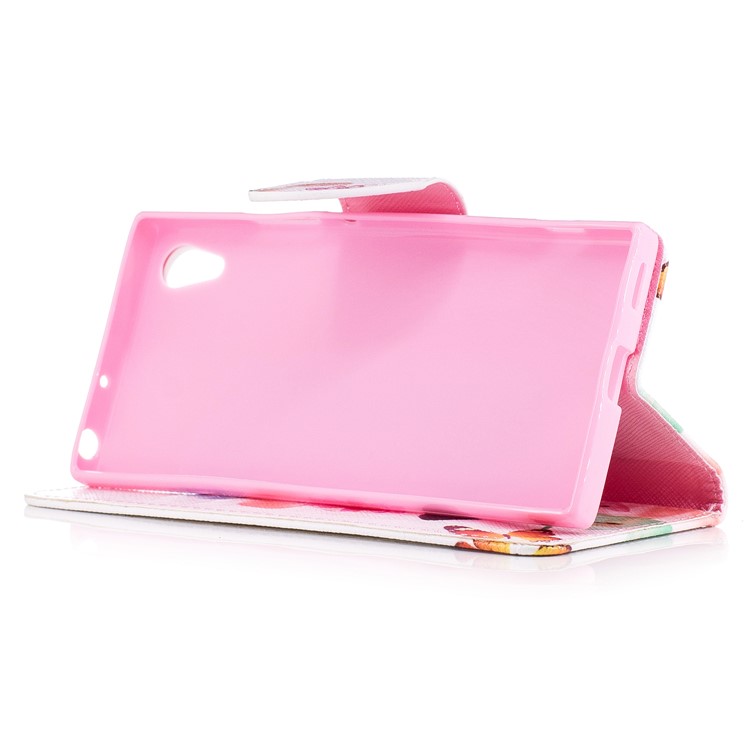 Printing Pattern Leather Wallet Mobile Case for Sony Xperia XA1 - Colorized Flowers and Butterflies-5