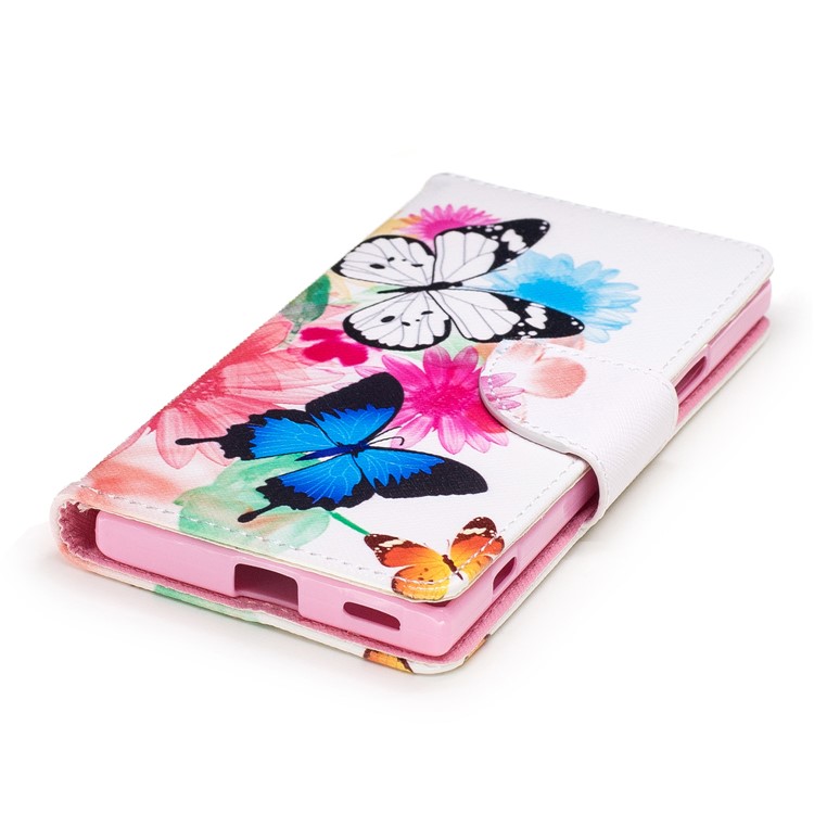 Printing Pattern Leather Wallet Mobile Case for Sony Xperia XA1 - Colorized Flowers and Butterflies-6