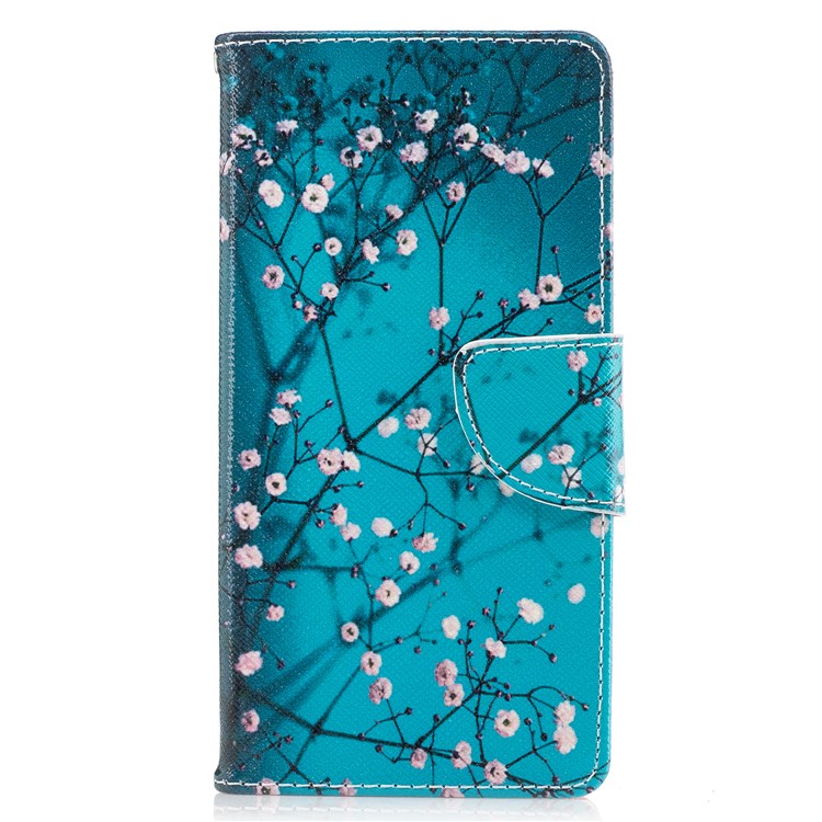 Patterned Leather Wallet Protective Cover for Sony Xperia XA1 - Pink Floret-2