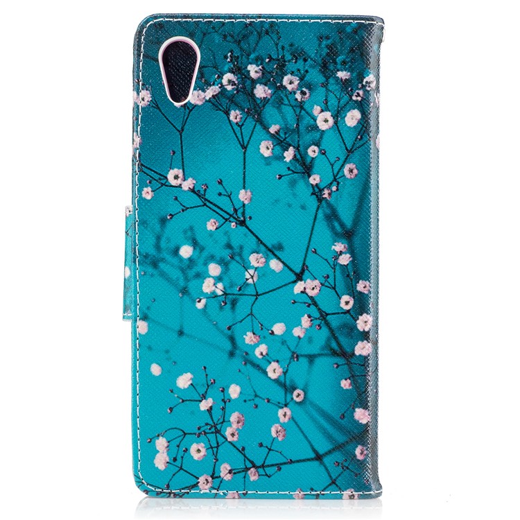 Patterned Leather Wallet Protective Cover for Sony Xperia XA1 - Pink Floret-3