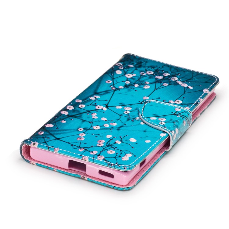 Patterned Leather Wallet Protective Cover for Sony Xperia XA1 - Pink Floret-6