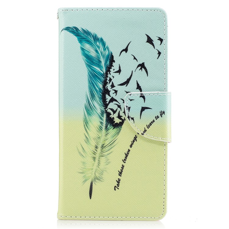 For Sony Xperia XA1 Patterned Leather Wallet Mobile Cover Case - Quill Pen and Quote-2