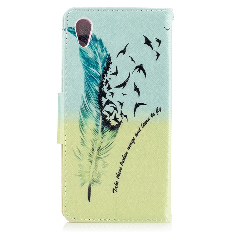 For Sony Xperia XA1 Patterned Leather Wallet Mobile Cover Case - Quill Pen and Quote-3