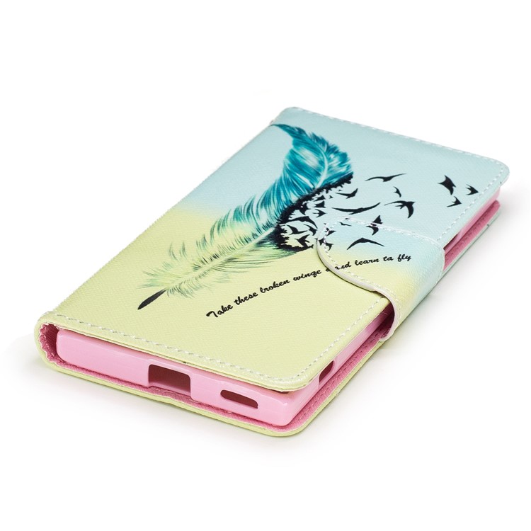 For Sony Xperia XA1 Patterned Leather Wallet Mobile Cover Case - Quill Pen and Quote-6