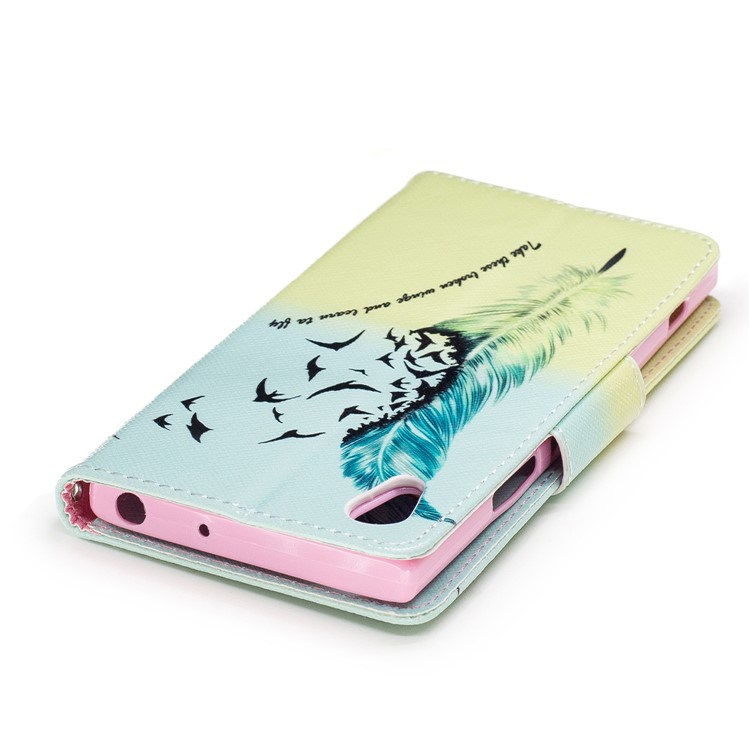For Sony Xperia XA1 Patterned Leather Wallet Mobile Cover Case - Quill Pen and Quote-7