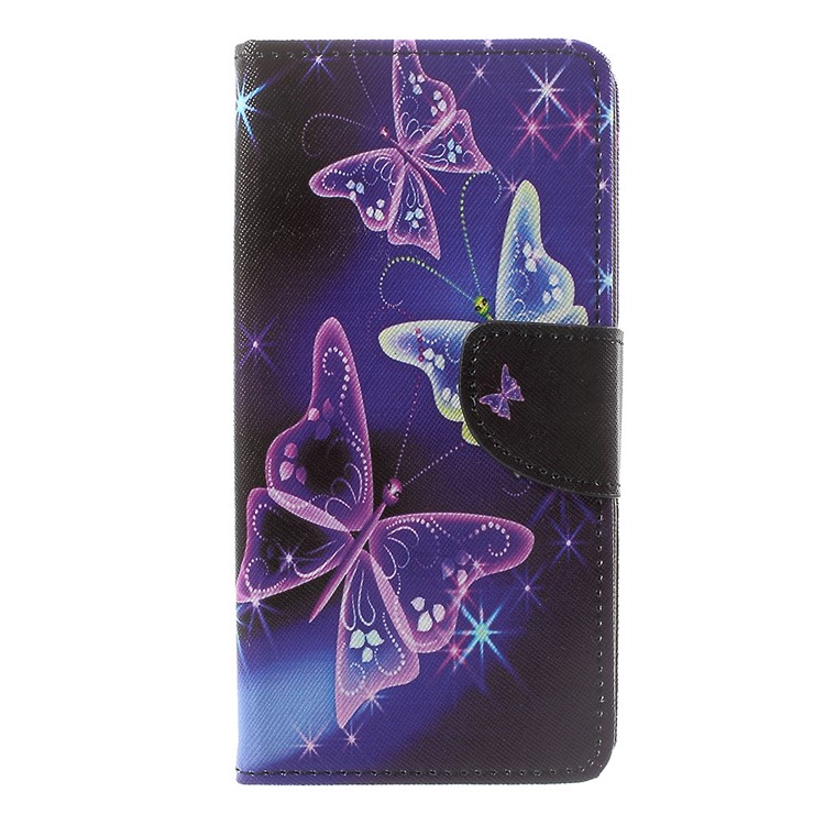 Pattern Printing Leather Wallet Stand Flip Case for Sony Xperia XZ Premium - Beautiful Butterflies-2