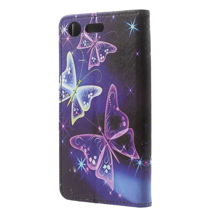 Pattern Printing Leather Wallet Stand Flip Case for Sony Xperia XZ Premium - Beautiful Butterflies-3