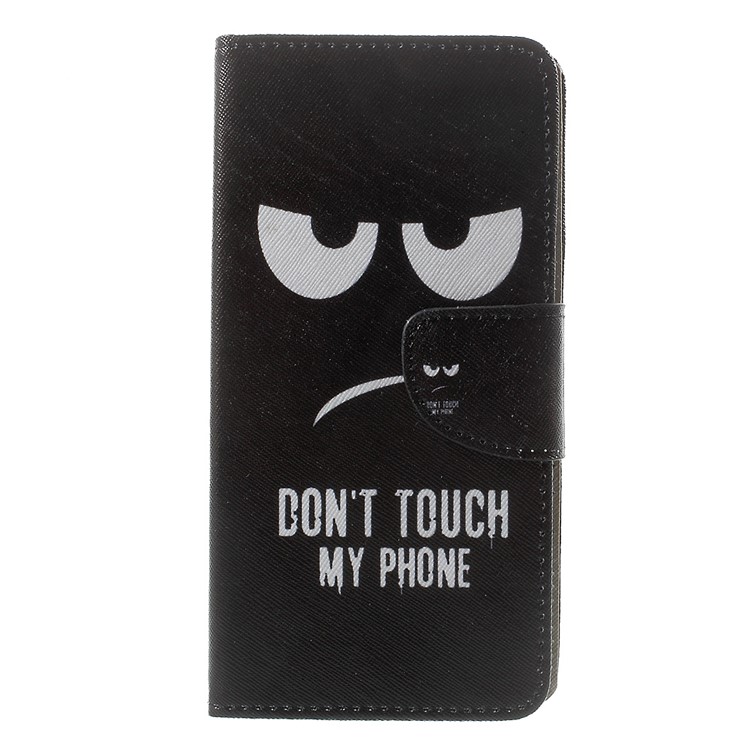 For Sony Xperia XZ Premium Pattern Printing Leather Wallet Casing Accessory - Do Not Touch My Phone-1