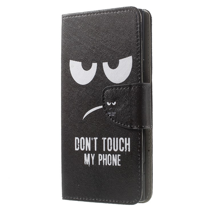 For Sony Xperia XZ Premium Pattern Printing Leather Wallet Casing Accessory - Do Not Touch My Phone-2