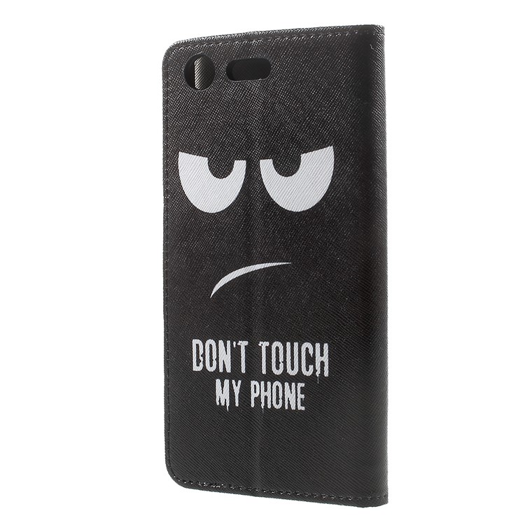 For Sony Xperia XZ Premium Pattern Printing Leather Wallet Casing Accessory - Do Not Touch My Phone-3