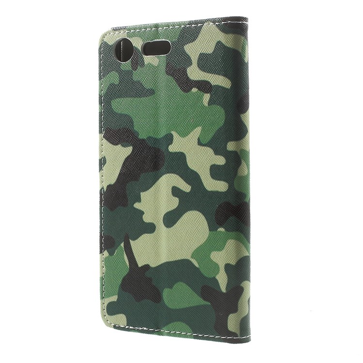 Pattern Printing Leather Wallet Stand Protective Case for Sony Xperia XZ Premium - Camouflage-3