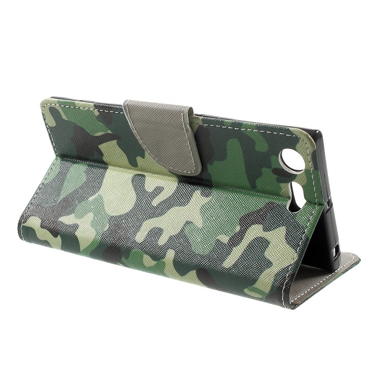 Pattern Printing Leather Wallet Stand Protective Case for Sony Xperia XZ Premium - Camouflage-4