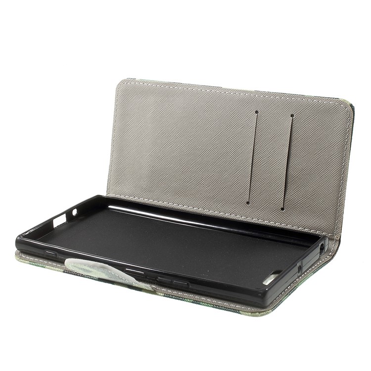 Pattern Printing Leather Wallet Stand Protective Case for Sony Xperia XZ Premium - Camouflage-6