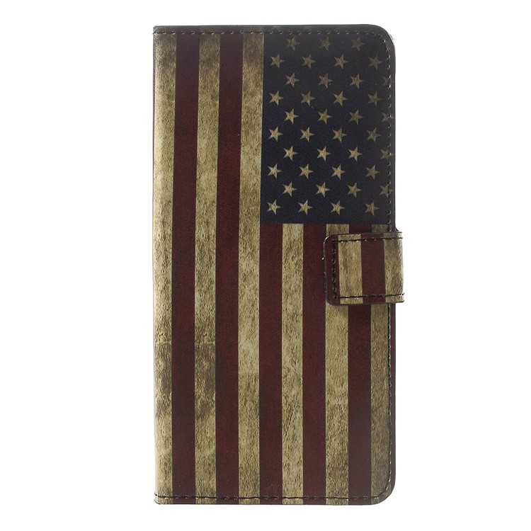 Patterned Leather Wallet Foldable Folio Shell for Sony Xperia XZ Premium -
Retro Style American Flag-1