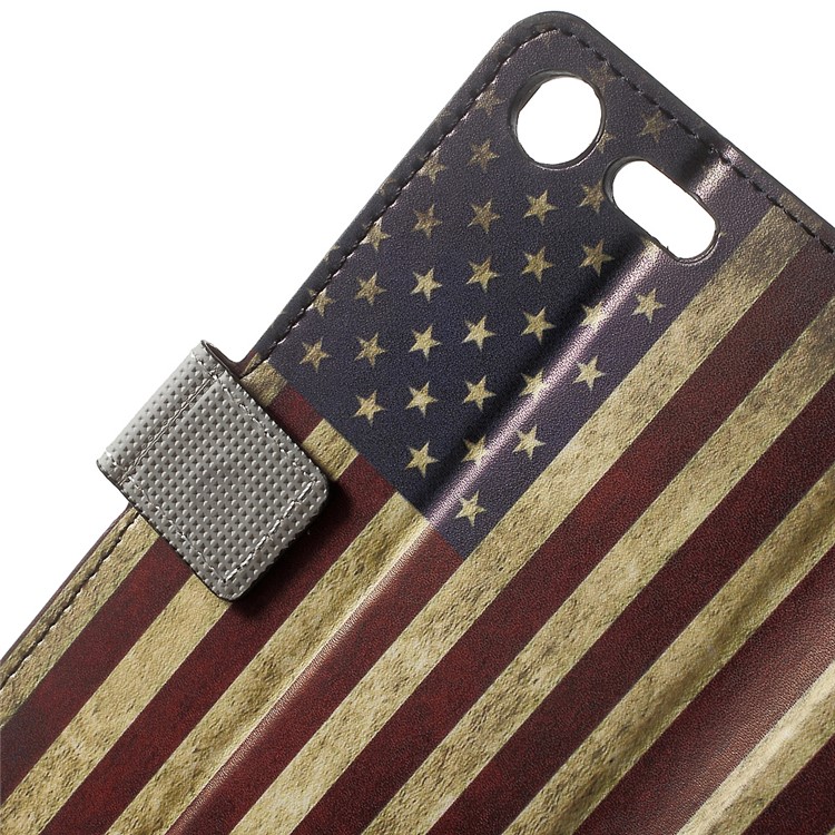 Patterned Leather Wallet Foldable Folio Shell for Sony Xperia XZ Premium -
Retro Style American Flag-5
