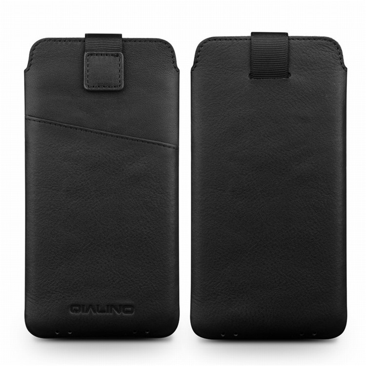 QIALINO Universal Genuine Leather Sleeve Pouch for Sony Xperia XZ, Size: 158 x 80mm - Black-1