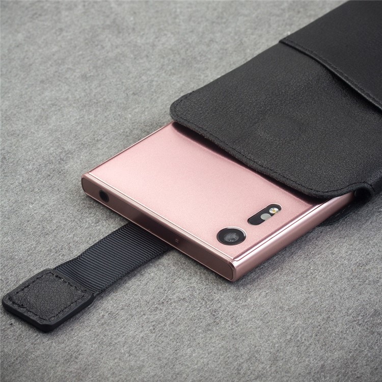 QIALINO Universal Genuine Leather Sleeve Pouch for Sony Xperia XZ, Size: 158 x 80mm - Black-2