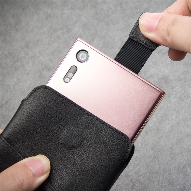 QIALINO Universal Genuine Leather Sleeve Pouch for Sony Xperia XZ, Size: 158 x 80mm - Black-3