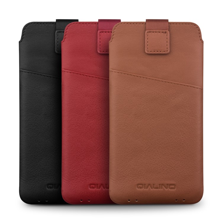 QIALINO Universal Genuine Leather Sleeve Pouch for Sony Xperia XZ, Size: 158 x 80mm - Black-8