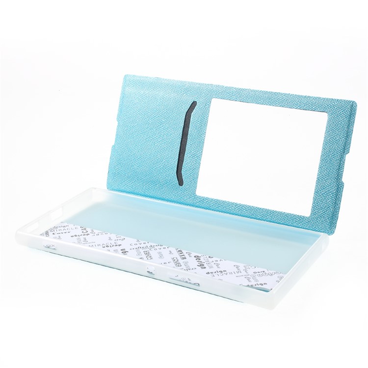View Window Cross Texture Leather Case for Sony Xperia XA1 Ultra - Baby Blue-5