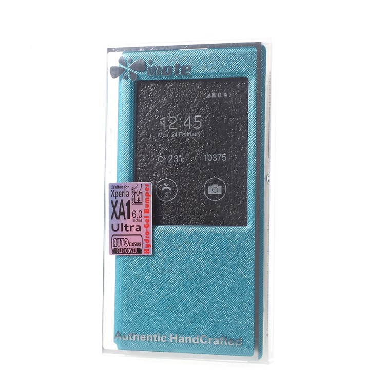 View Window Cross Texture Leather Case for Sony Xperia XA1 Ultra - Baby Blue-6