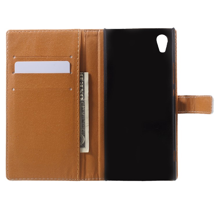 Pattern Printing Leather Wallet Case for Sony Xperia XA1 - Flowered Girl Holding Umbrella-5