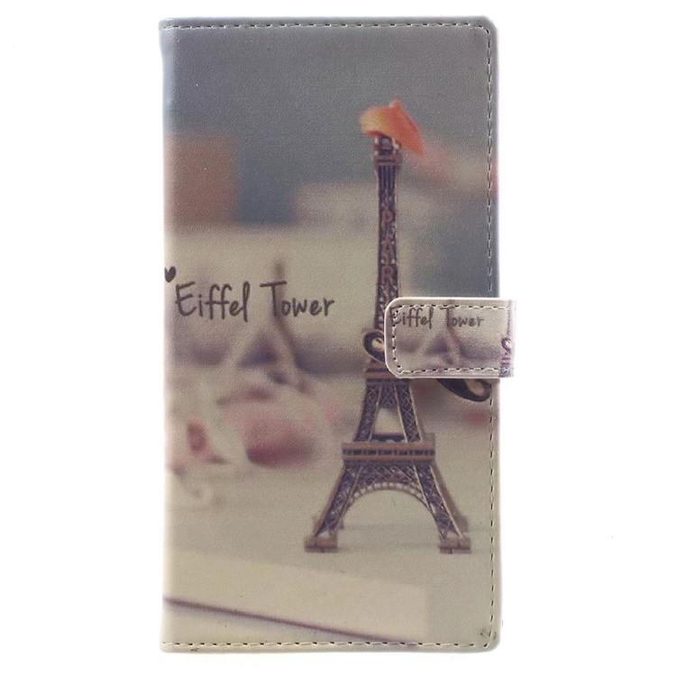 Pattern Printing Leder Geldbörse Tasche für Sony Xperia XA1 - Eiffelturm und Schnurrbart-1