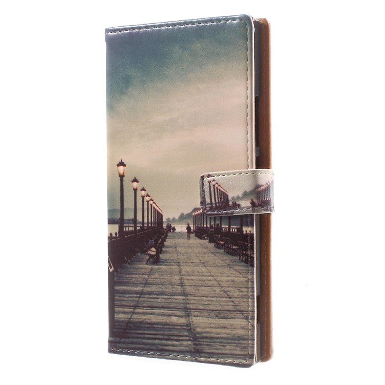 Pattern Printing Magnetic Leather Protective Case for Sony Xperia XA1 - Dock at Sunset-2