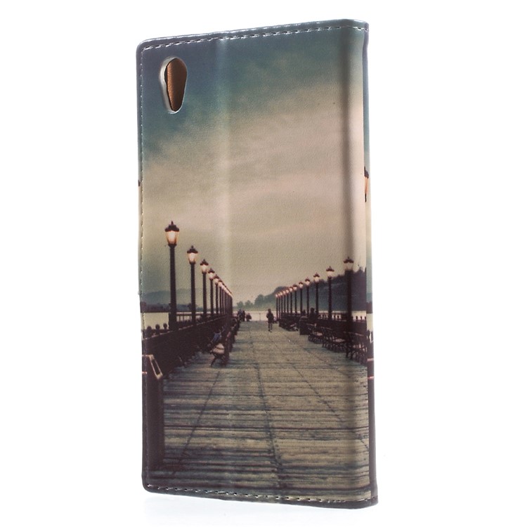 Pattern Printing Magnetic Leather Protective Case for Sony Xperia XA1 - Dock at Sunset-3