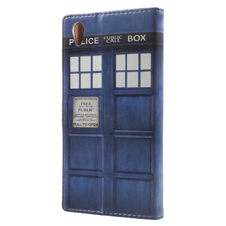 Pattern Printing Magnetic Leather Stand Case for Sony Xperia XA1 - Police Public Call Box-3