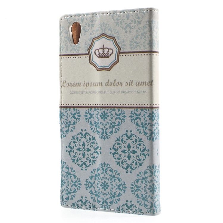Pattern Printing Leather Card Holder Case for Sony Xperia XA1 - Damask Flower-3