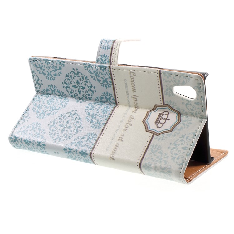 Pattern Printing Leather Card Holder Case for Sony Xperia XA1 - Damask Flower-4