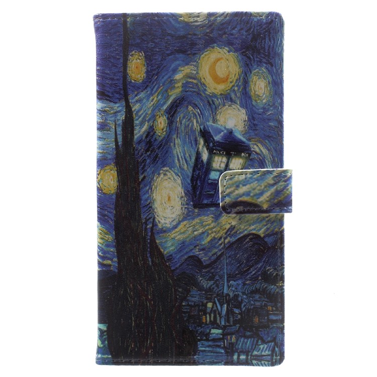 Pattern Printing Leather Wallet Cover Case for Sony Xperia XA1 - Oil Painting-1