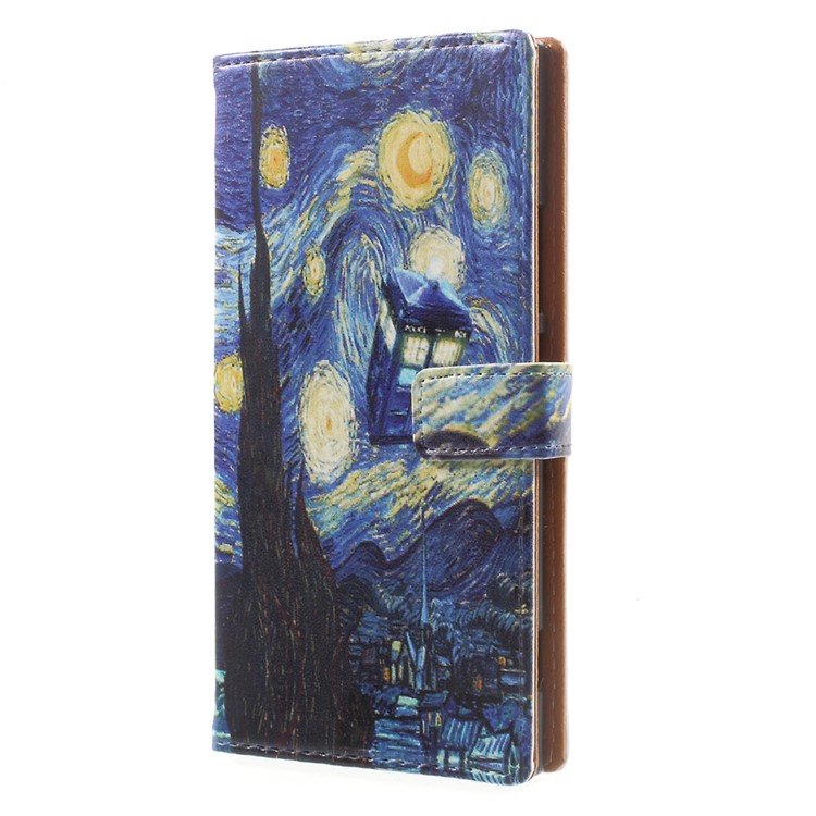 Pattern Printing Leather Wallet Cover Case for Sony Xperia XA1 - Oil Painting-2