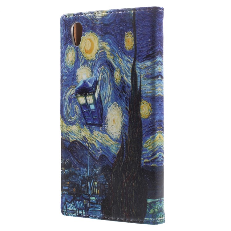 Pattern Printing Leather Wallet Cover Case for Sony Xperia XA1 - Oil Painting-3