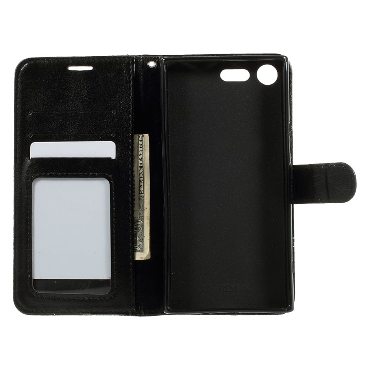Contrast Color PU Leather Wallet Mobile Casing for Sony Xperia XZ Premium - Black / Blue-6