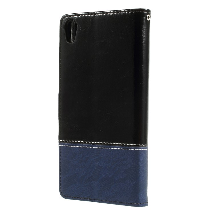 Contrast Color PU Leather Wallet Stand Mobile Casing for Sony Xperia XA1 Ultra - Black and Blue-2