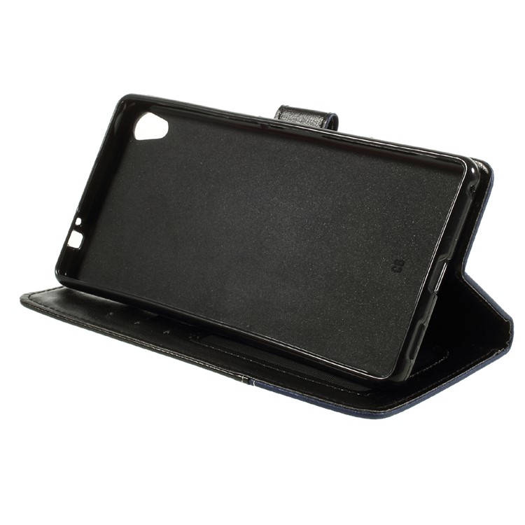 Contrast Color PU Leather Wallet Stand Mobile Casing for Sony Xperia XA1 Ultra - Black and Blue-3
