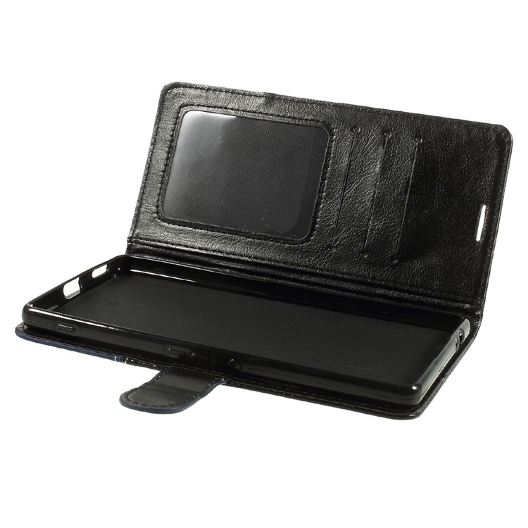Contrast Color PU Leather Wallet Stand Mobile Casing for Sony Xperia XA1 Ultra - Black and Blue-5