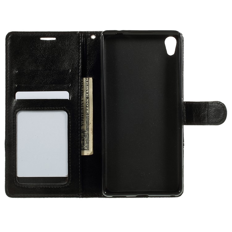 Contrast Color PU Leather Wallet Stand Mobile Casing for Sony Xperia XA1 Ultra - Black and Blue-6