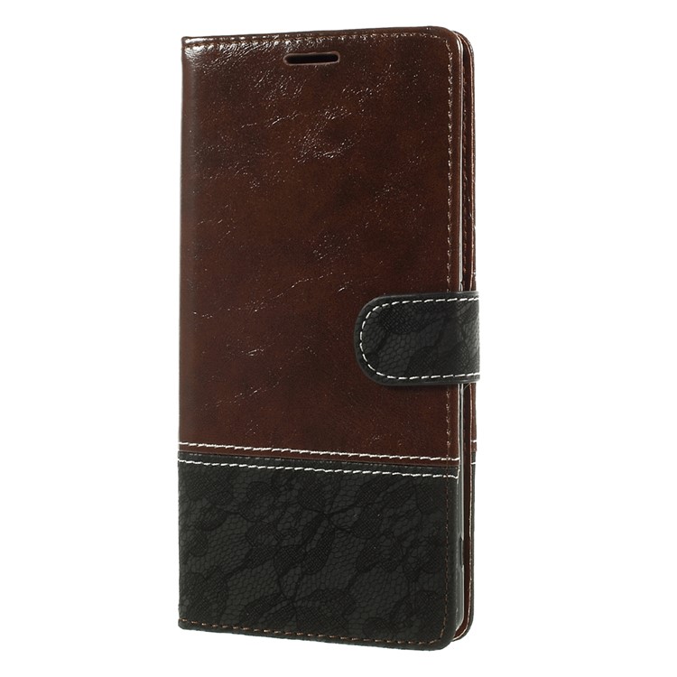 Contrast Color PU Leather Wallet Stand Flip Case for Sony Xperia XA1 Ultra - Brown-1