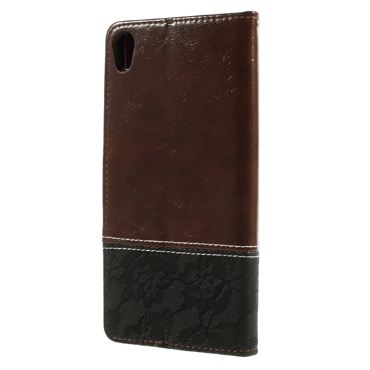 Contrast Color PU Leather Wallet Stand Flip Case for Sony Xperia XA1 Ultra - Brown-2