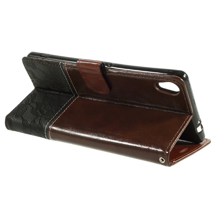 Contrast Color PU Leather Wallet Stand Flip Case for Sony Xperia XA1 Ultra - Brown-4