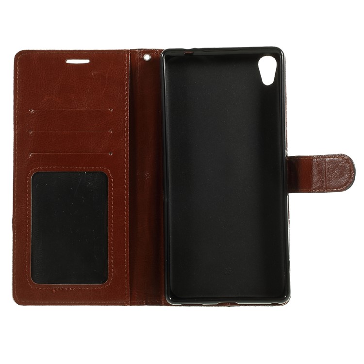 Contrast Color PU Leather Wallet Stand Flip Case for Sony Xperia XA1 Ultra - Brown-5