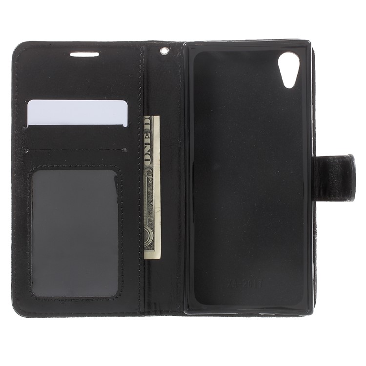 Bi-Color PU Leather Wallet Stand Phone Case for Sony Xperia XA1 - Black-5