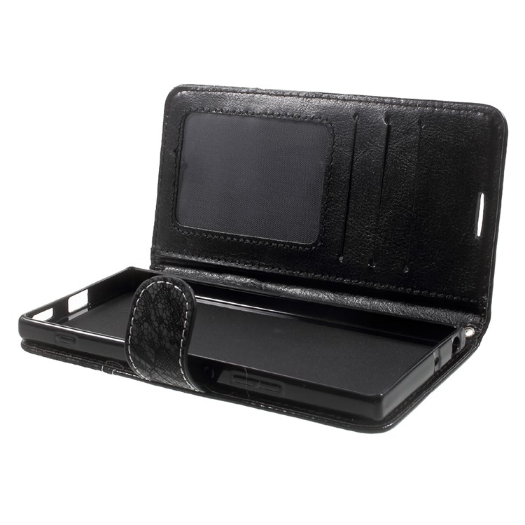 Bi-Color PU Leather Wallet Stand Phone Case for Sony Xperia XA1 - Black-9