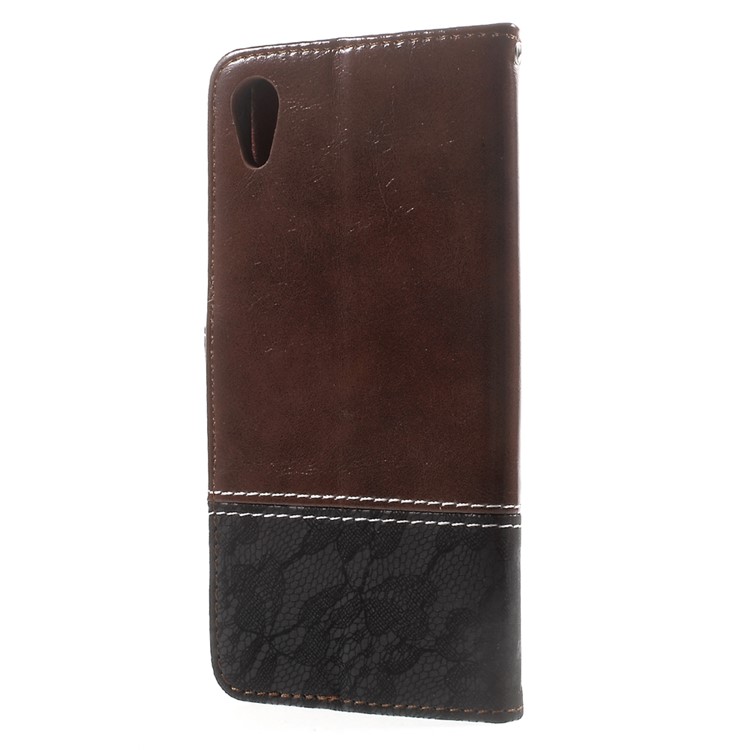 Bi-Color PU Leather Wallet Stand Flip Cover for Sony Xperia XA1 - Brown-3