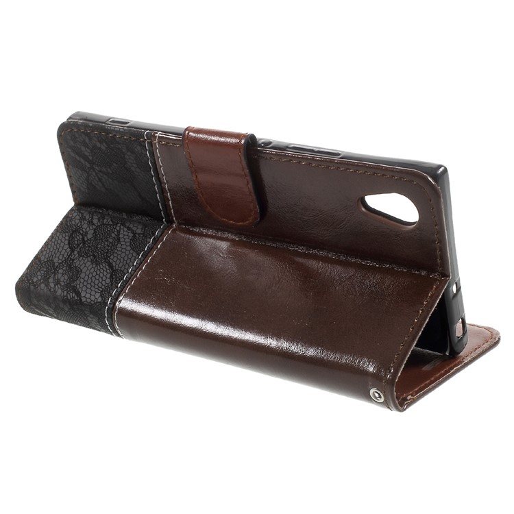 Bi-Color PU Leather Wallet Stand Flip Cover for Sony Xperia XA1 - Brown-4